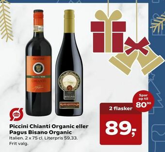 SuperBrugsen Piccini Chianti Organic eller Pagus Bisano Organic tilbud