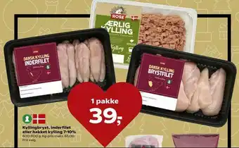 SuperBrugsen Kyllingbryst, inderfilet eller hakket kylling 7-10% tilbud