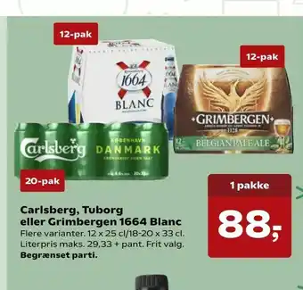 SuperBrugsen Carlsberg, Tuborg eller Grimbergen 1664 Blanc tilbud