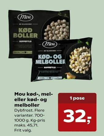 SuperBrugsen Mou kød-, mel eller kød- og melboller tilbud