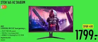 AOC C32G2AE/BK 31,5" Buet Gaming S