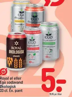 REMA 1000 Royal øl eller Ego sodavand Økologisk tilbud
