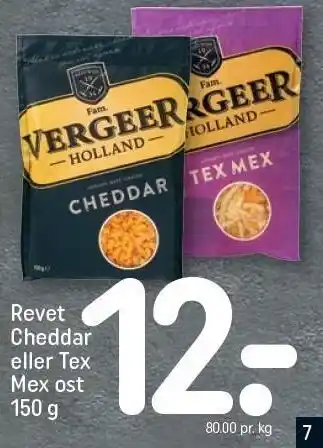 REMA 1000 Revet cheddar eller Tex Mex ost tilbud