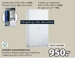 JYSK FANDRUP GARDEROBESKAB tilbud