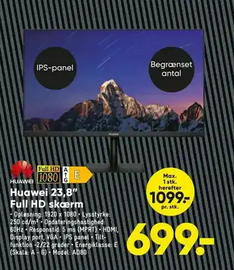 Bilka Huawei 23,8" Full HD skærm tilbud