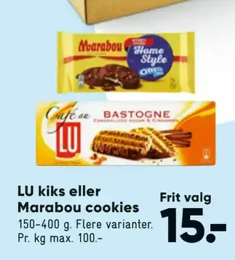 Bilka LU kiks eller Marabou cookies tilbud