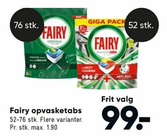 Bilka Fairy opvasketabs tilbud