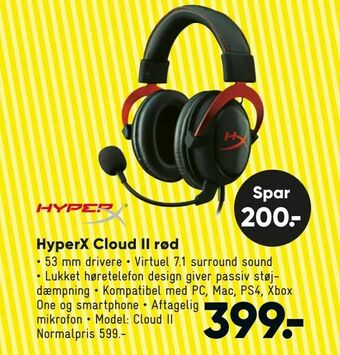 Bilka HyperX Cloud II rød tilbud