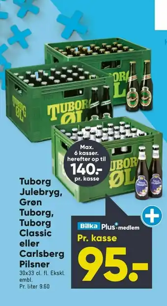Bilka Tuborg Julebryg, Grøn Tuborg, Tuborg Classic eller Carlsberg Pilsner tilbud