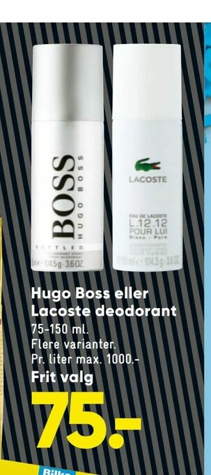 Bilka Hugo Boss eller Lacoste deodorant tilbud