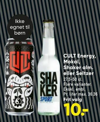 CULT Energy, Mokaï, Shaker alm. eller Seltzer