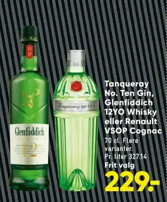 Bilka Tanqueray No. Ten Gin, Glenfiddich 12YO Whisky eller Renault VSOP Cognac tilbud