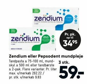 Bilka Zendium eller Pepsodent mundpleje tilbud