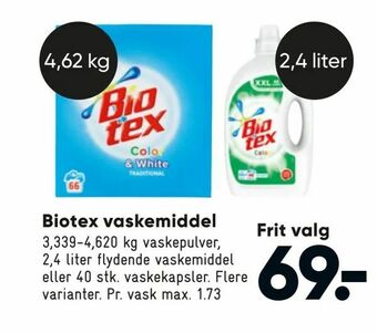 Bilka Biotex vaskemiddel tilbud