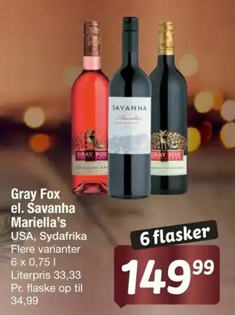 Fakta Tyskland Gray Fox el. Savanha Mariella's tilbud