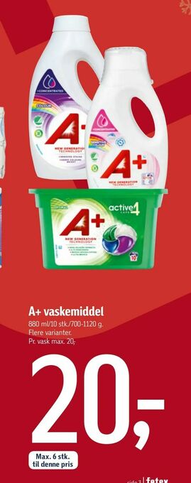 Føtex A+ vaskemiddel tilbud