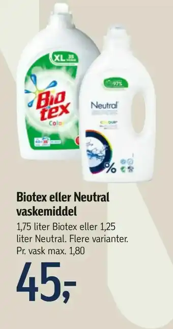 Føtex Biotex eller Neutral vaskemiddel tilbud