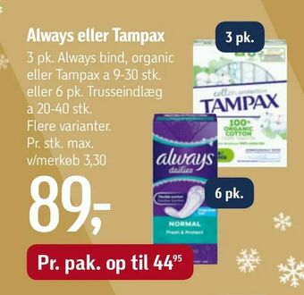 Føtex Always eller Tampax tilbud