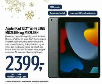 Føtex Apple iPad 10,2" Wi-Fi 32GB MK2k3KN og MK2L3KN tilbud