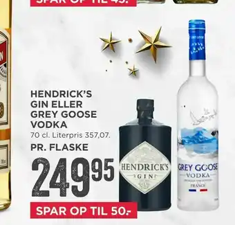 MENY Hendrick's gin eller grey goose vodka tilbud