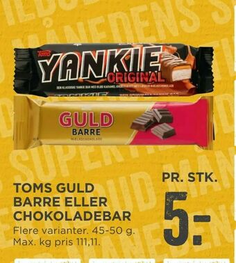 MENY Toms guld barre eller chokoladebar tilbud
