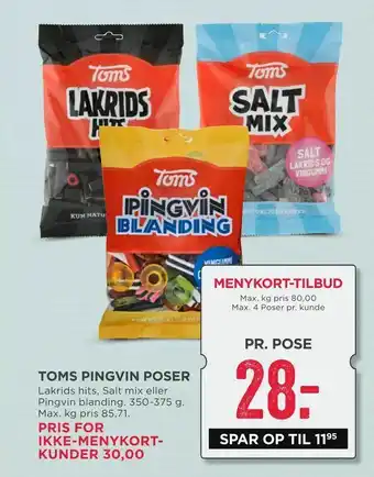 MENY Toms pingvin poser tilbud