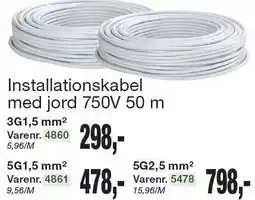Harald Nyborg Installationskabel med jord 750V 50 m tilbud