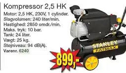 Harald Nyborg STANLEY Kompressor 2,5 HK tilbud