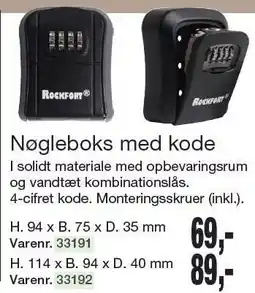 Harald Nyborg ROCKFORT Nøgleboks med kode tilbud