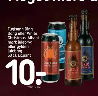REMA 1000 Fuglsang Ding Dong eller White Christmas, Albani mørk julebryg eller gylden julebryg 50 cl. Ex.pant tilbud