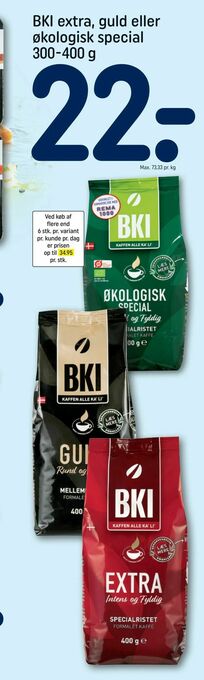 REMA 1000 BKI extra, guld eller økologisk special tilbud