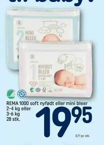 REMA 1000 REMA 1000 soft nyfødt eller mini bleer tilbud