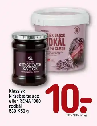 REMA 1000 Klassisk kirsebærsauce eller REMA 1000 rødkål tilbud