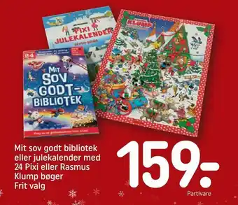 Mit sov godt bibliotek eller julekalender med 24 Pixi eller Rasmus Klump bøger