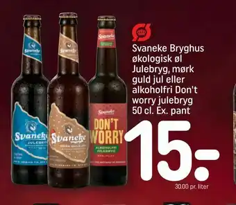 REMA 1000 Svaneke Bryghus økologisk øl Julebryg, mørk guld jul eller alkoholfri Don't worry julebryg tilbud