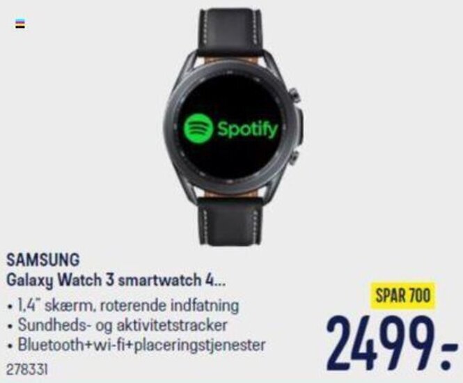 Elgiganten Samsung Galaxy Watch 3 Smartwatch 4 tilbud