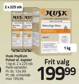 Fleggaard Husk Psyllium Pulver el. Kapsler tilbud