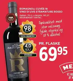 MENY ROMAGNOLI CUVÉE VINO DI UVE STRAMATURE ROSSO tilbud