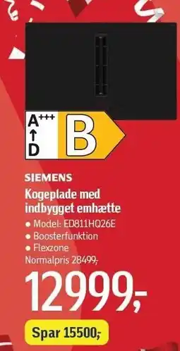 Føtex Siemens Kogeplade med indbygget emhætte tilbud
