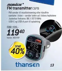 Thansen MOBILINE+ FM transmitter tilbud
