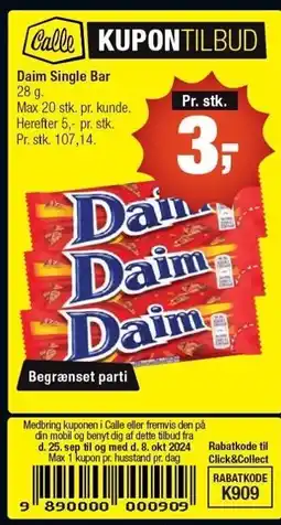 Calle Daim Single Bar tilbud
