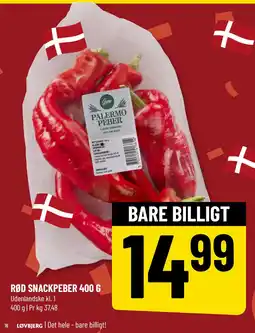 Løvbjerg RØD SNACKPEBER 400 G tilbud