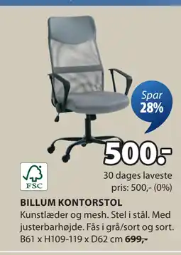JYSK BILLUM KONTORSTOL tilbud