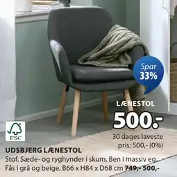 JYSK UDSBJERG LÆNESTOL tilbud