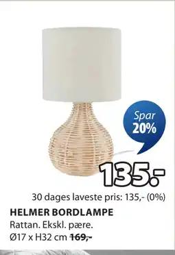 JYSK HELMER BORDLAMPE tilbud