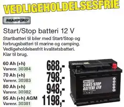 Harald Nyborg BRANFORD Start/Stop batteri 12 V tilbud