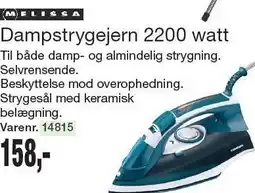 Harald Nyborg MELISSA Dampstrygejern 2200 watt tilbud