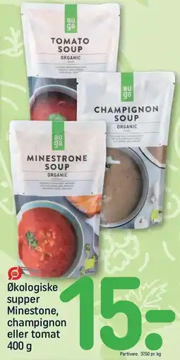 REMA 1000 Økologiske supper Minestone, champignon eller tomat tilbud