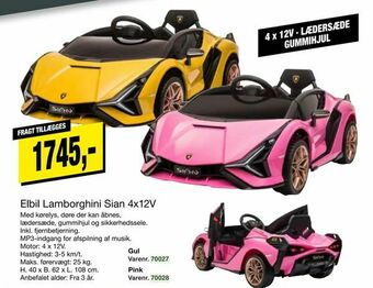 Elbil Lamborghini Sian 4x12V