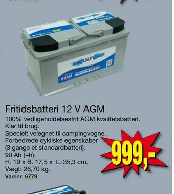 Harald Nyborg Fritidsbatteri 12 V AGM tilbud